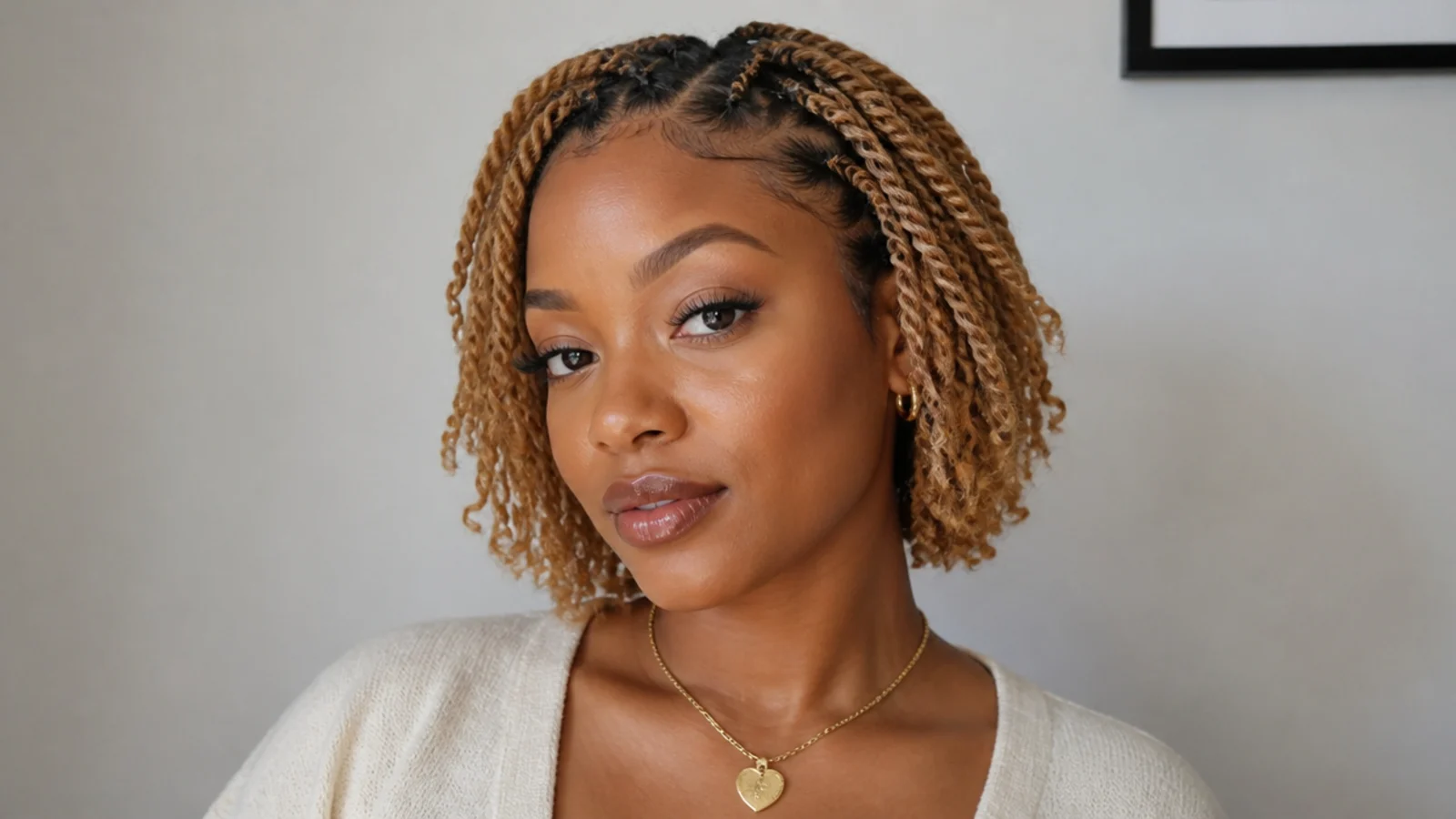 Honey blonde short passion twists bob