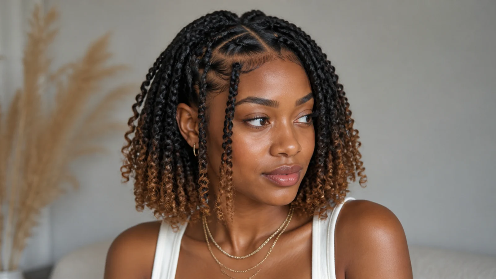Short passion twists bob with an ombre fade
