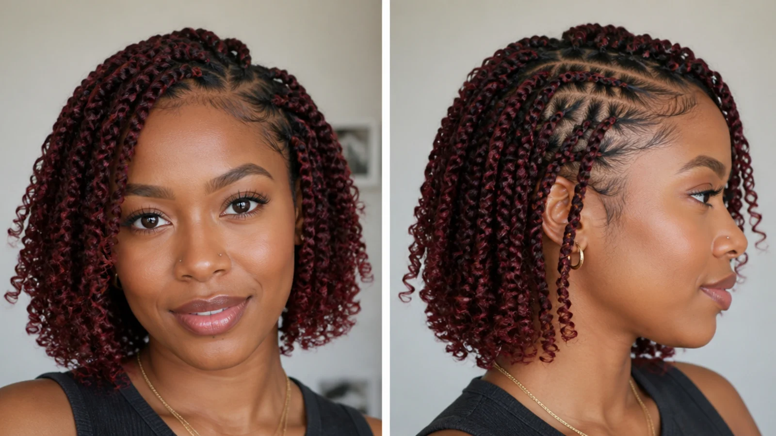 Short burgundy passion twists
