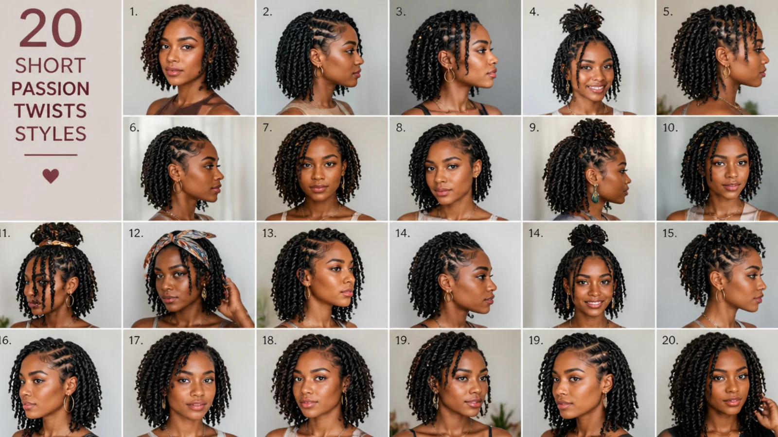 20 short passion twists styles, vertical Pinterest style