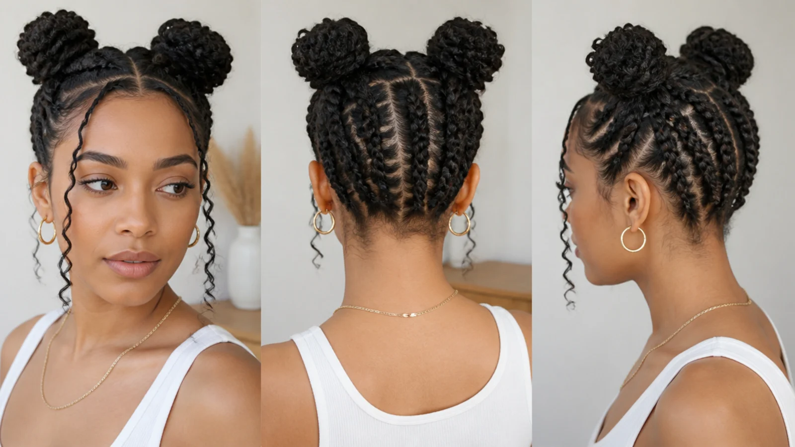 Two-strand twists leading up into space buns