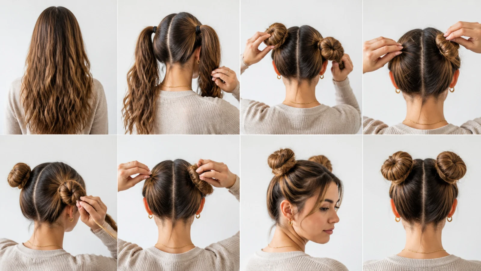 Wrapping and pinning long hair neatly into a secure space bun