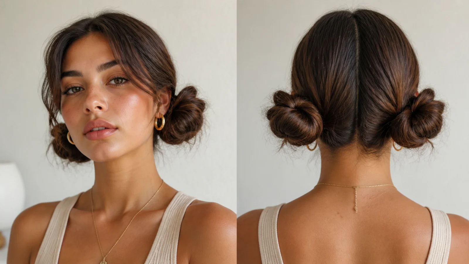 Low space buns with soft texture and a little volume