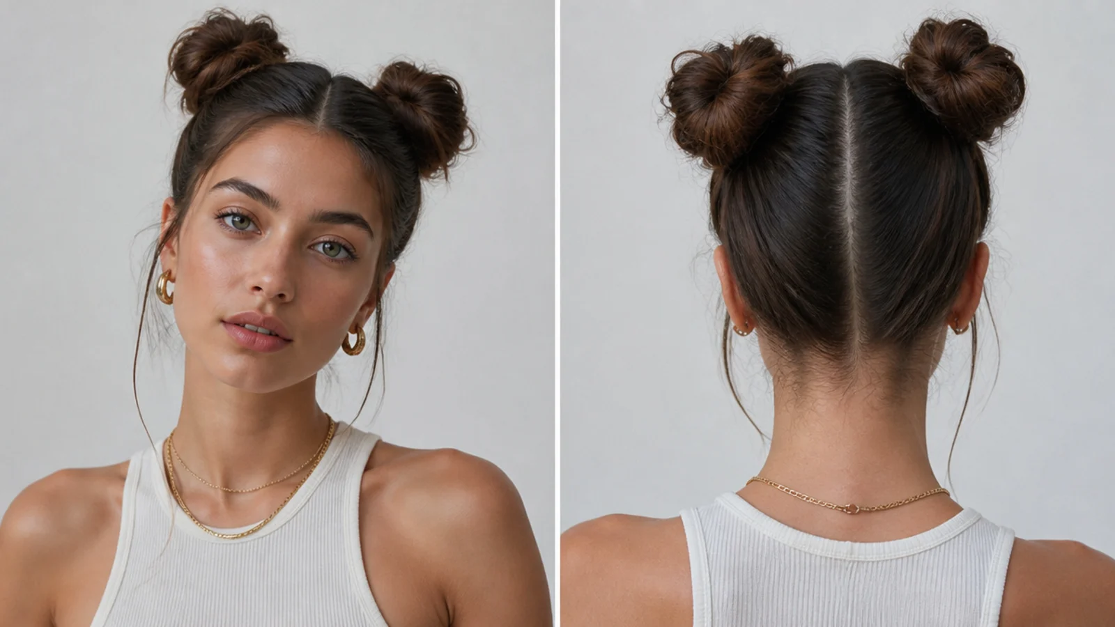20 slick back space buns, vertical Pinterest style