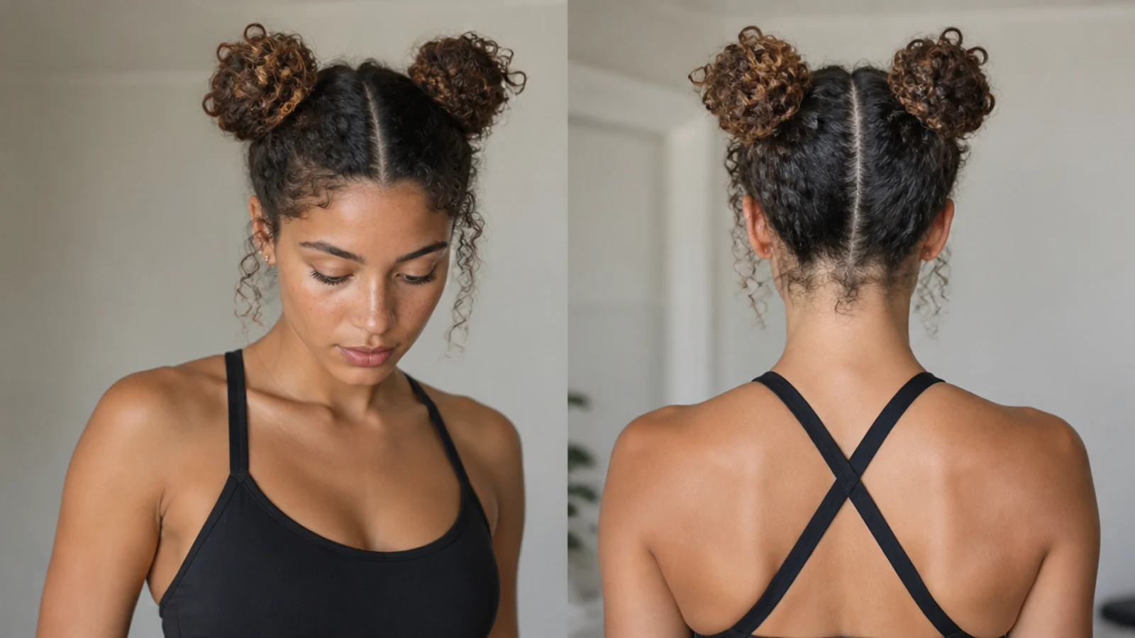 Secure curly space buns for the gym
