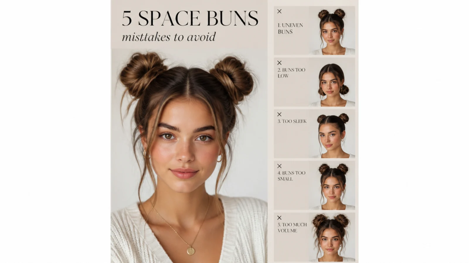 5 space buns mistakes to avoid, vertical Pinterest style