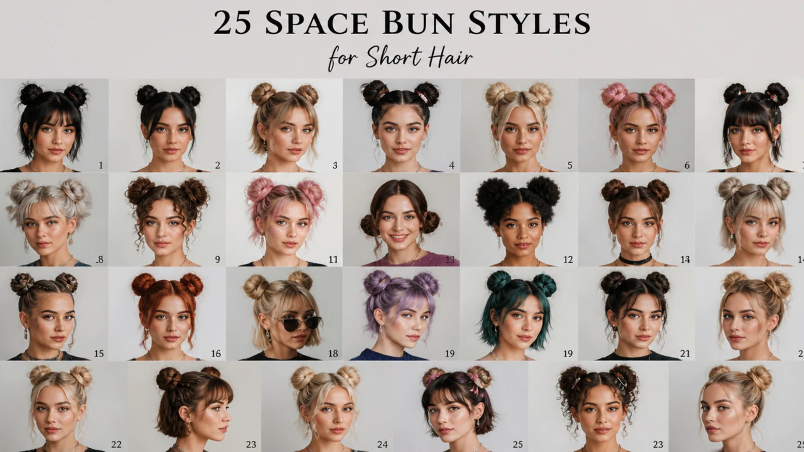 25 space bun styles for short hair, vertical Pinterest style