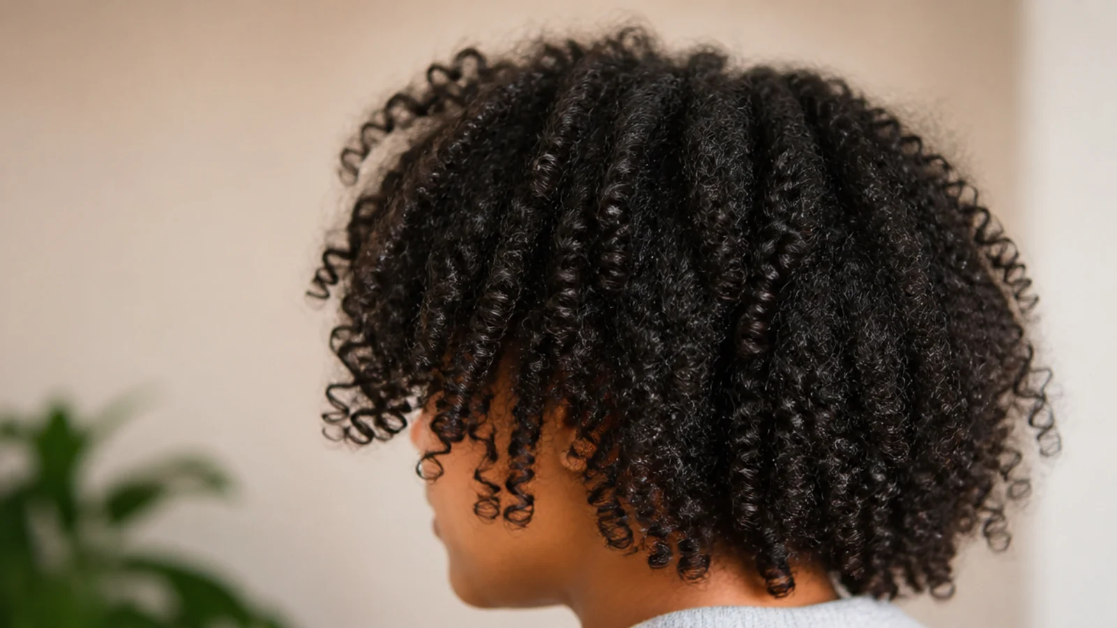 Coily 4A wash and go with defined coils and a soft visible halo of frizz around the crown