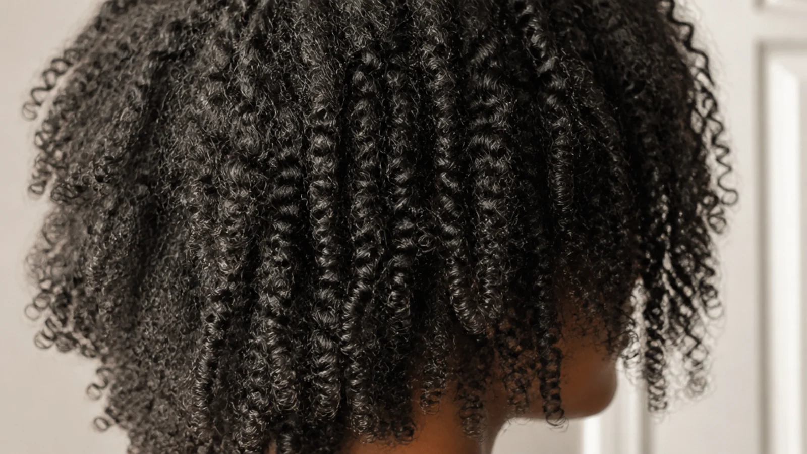 Defined twist out on 4A coils showing stretched springy curl clumps with soft volume