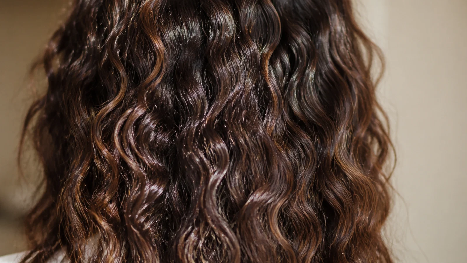Braid out waves on frizzy curly hair with a loose uniform S wave pattern and lots of body