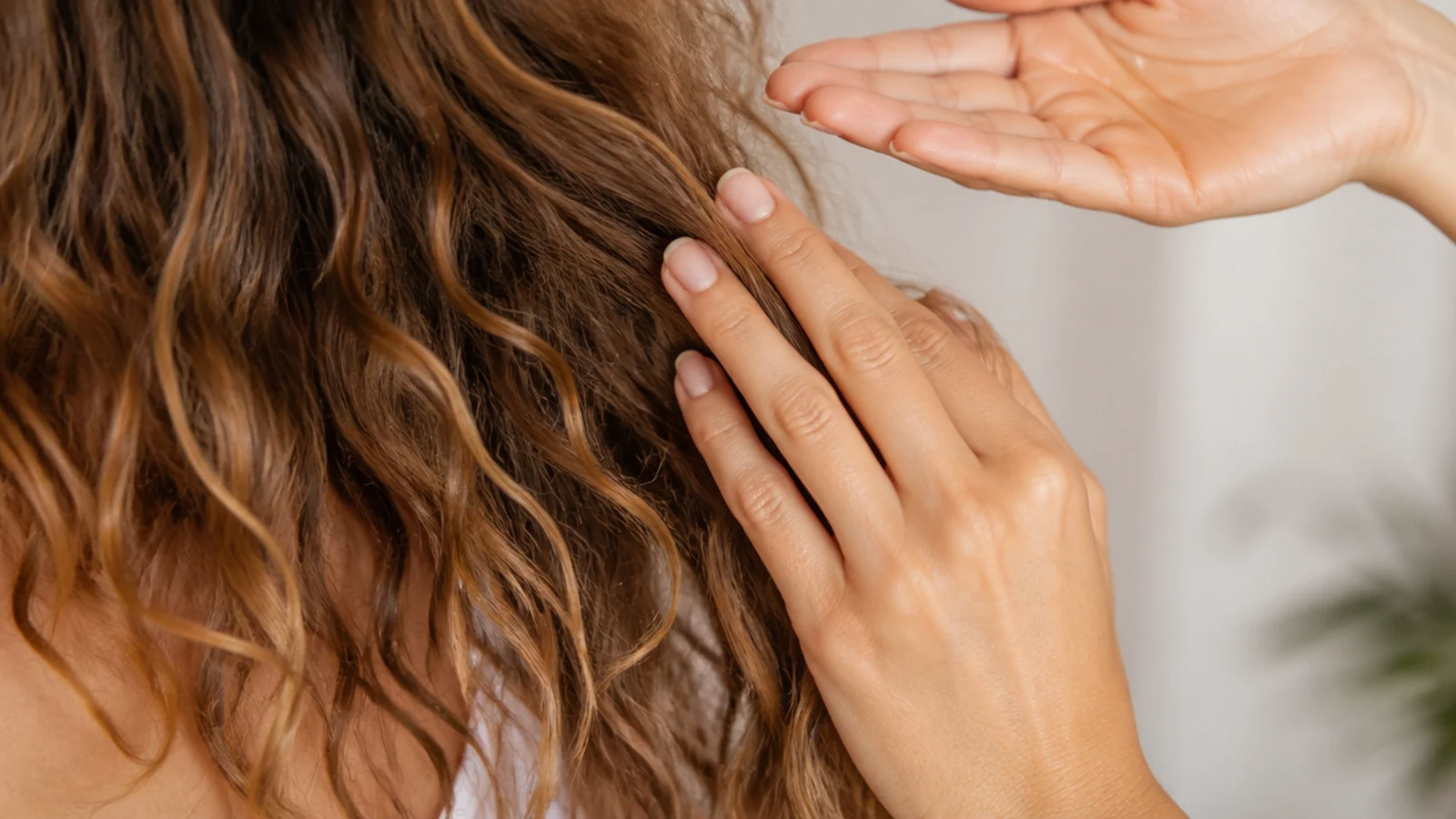 Three drops of argan oil rubbed between palms and skimmed over frizzy hair flyaways