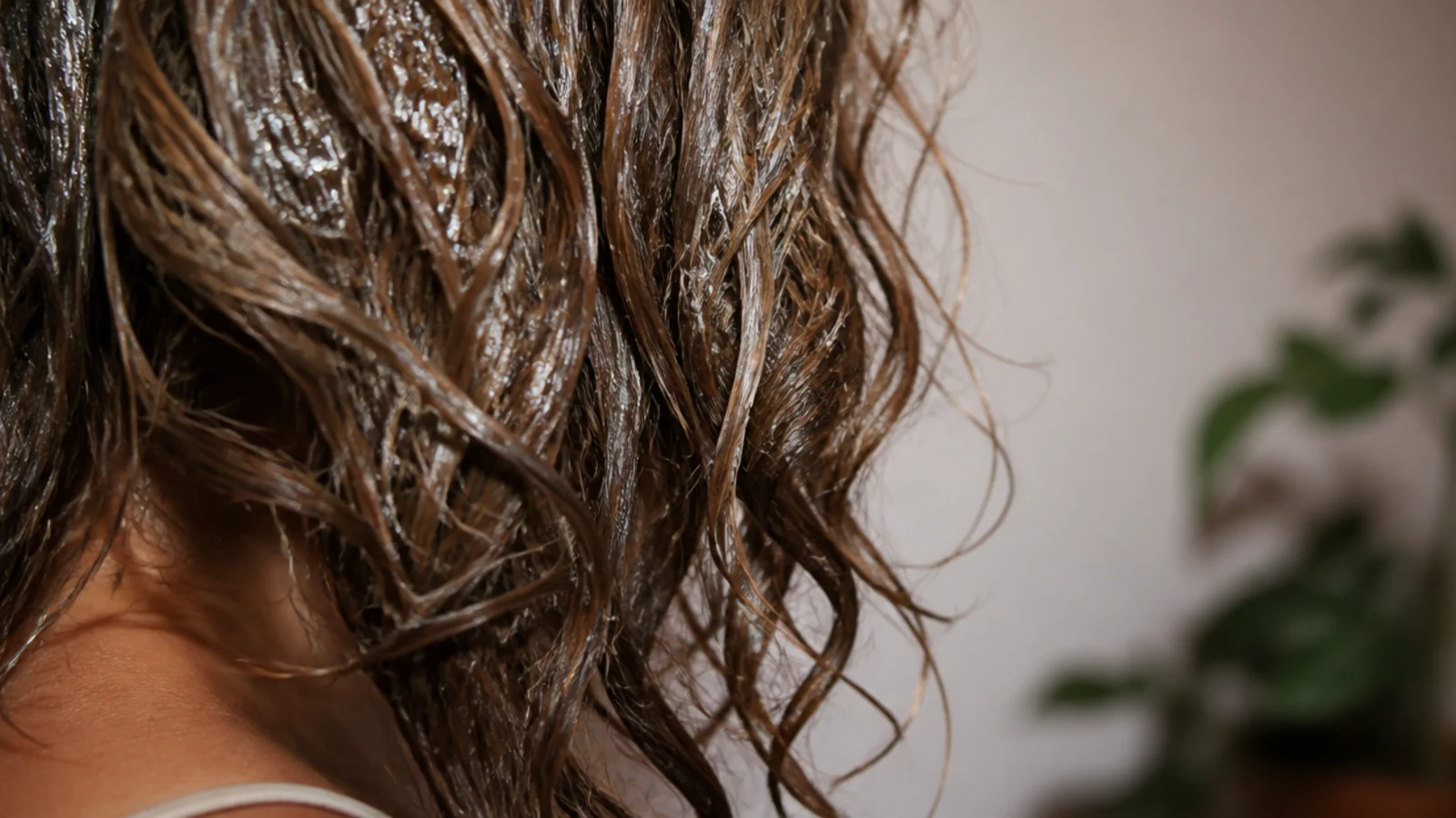 Raw honey mixed with conditioner as a humectant mask for frizzy dry hair