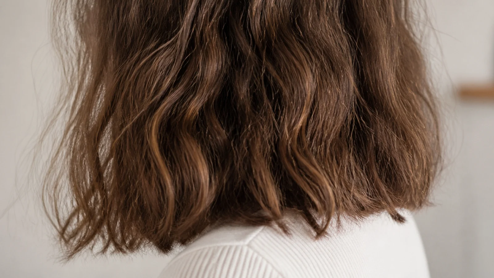 Shoulder grazing blunt lob for puffy frizzy hair with point cut ends adding weight and control