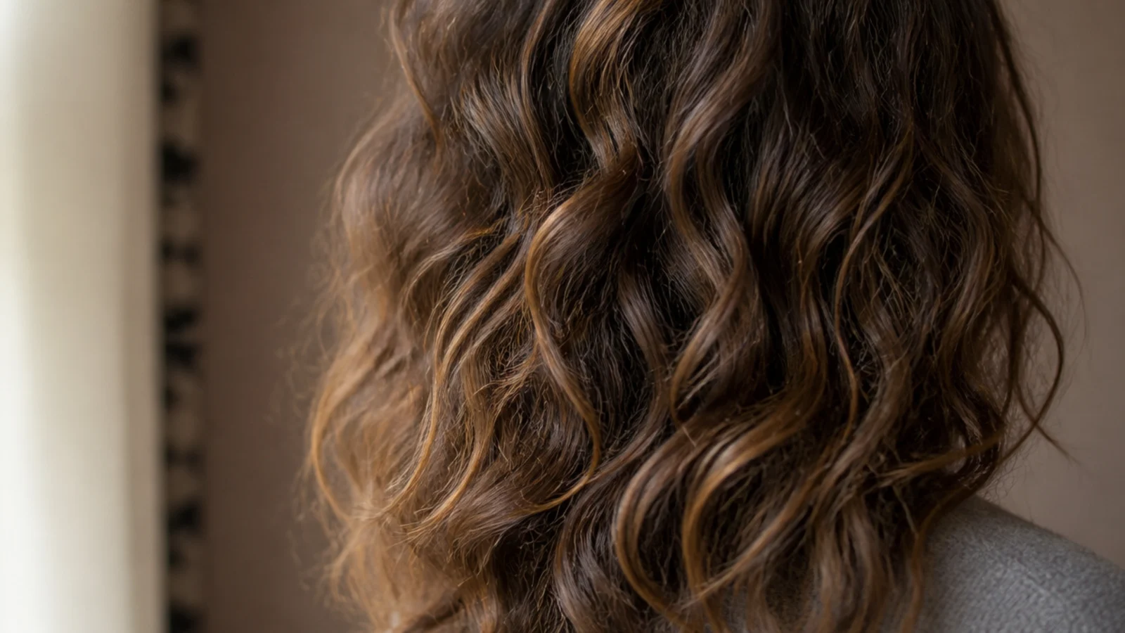 Diffused air dried waves on thick frizzy hair with defined clumps and no halo of flyaways