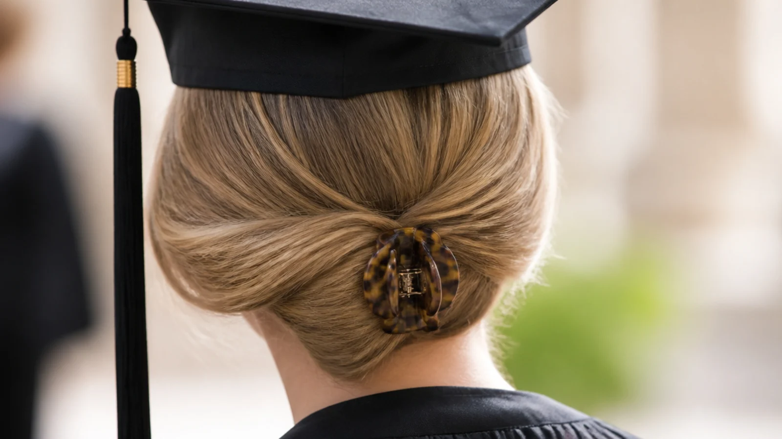 Ninety second claw clip low twist graduation hairstyle for short fine hair under the cap