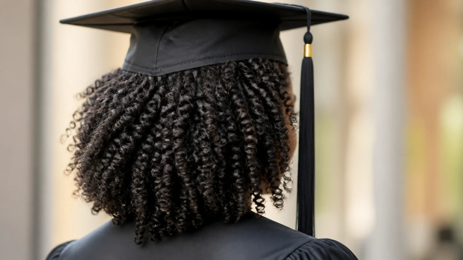 Defined braid-out with crimped waves on shoulder-length 4A natural hair for graduation