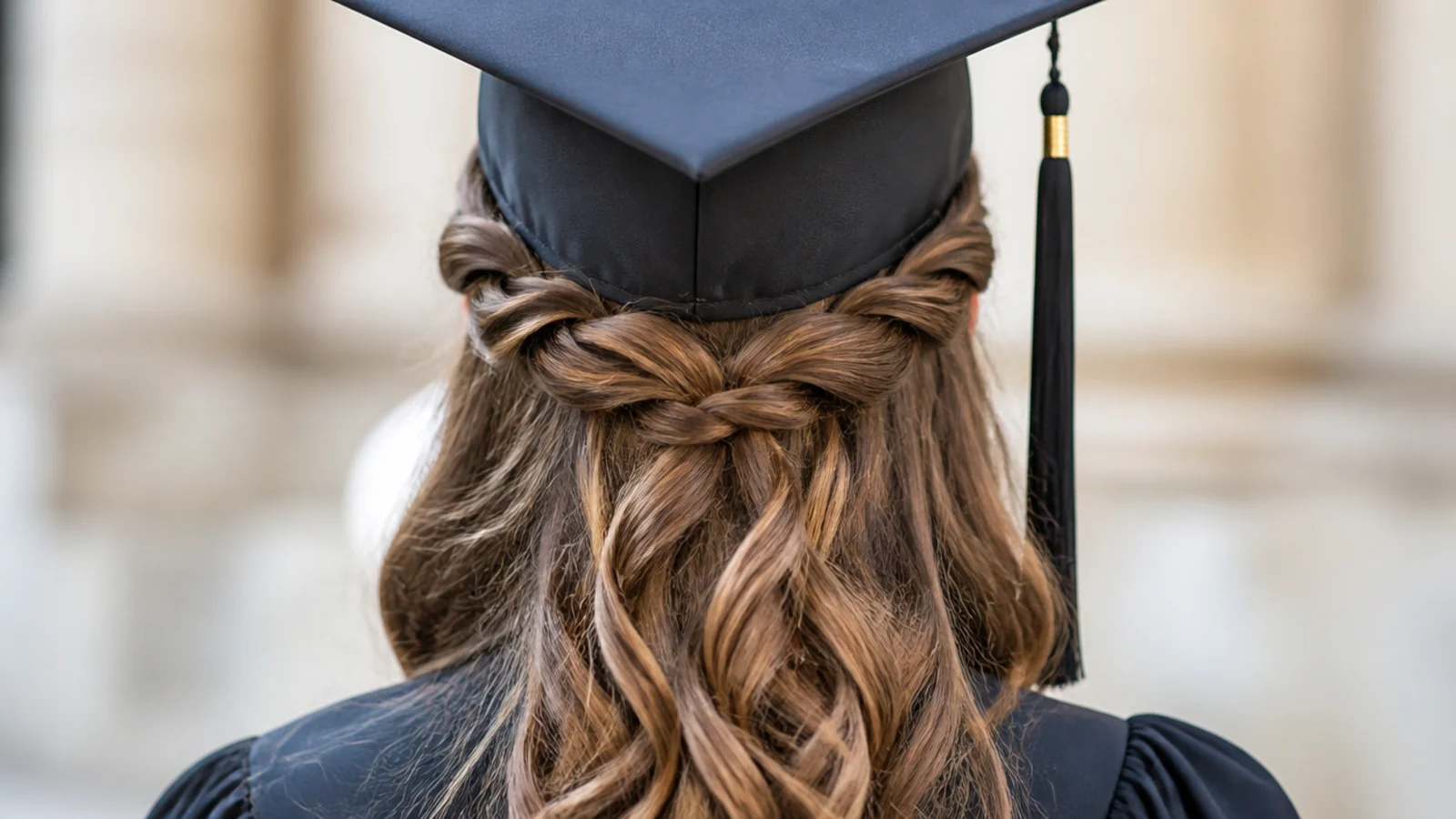 Half up rope twist graduation hairstyle on fine hair with a loosened twist and volume at the sides