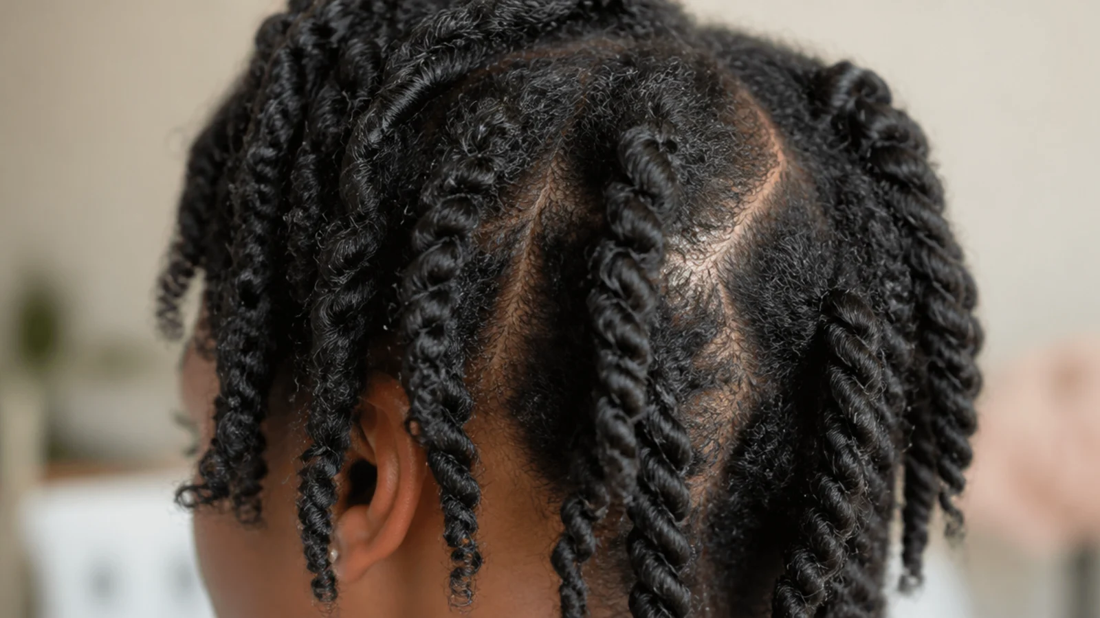 A neat twist out on 4C hair worn on day four, still defined and low manipulation