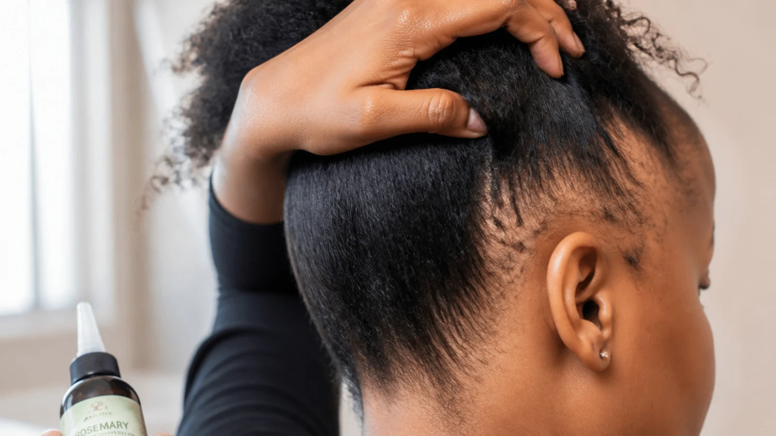 Tender scalp bumps and receded temple hair showing early traction alopecia warning signs