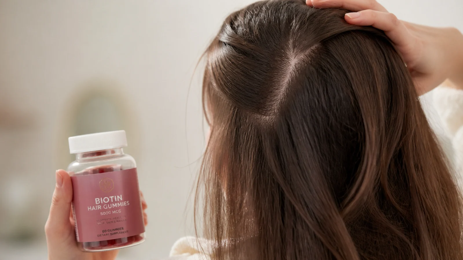 Bottle of biotin hair gummies that produced no measurable hair growth results