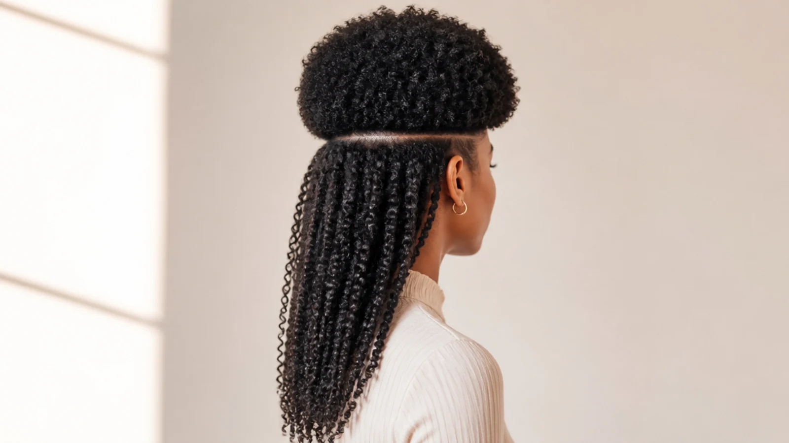 4a coil jellyfish haircut with a softly tapered short crown section above long stretched coils