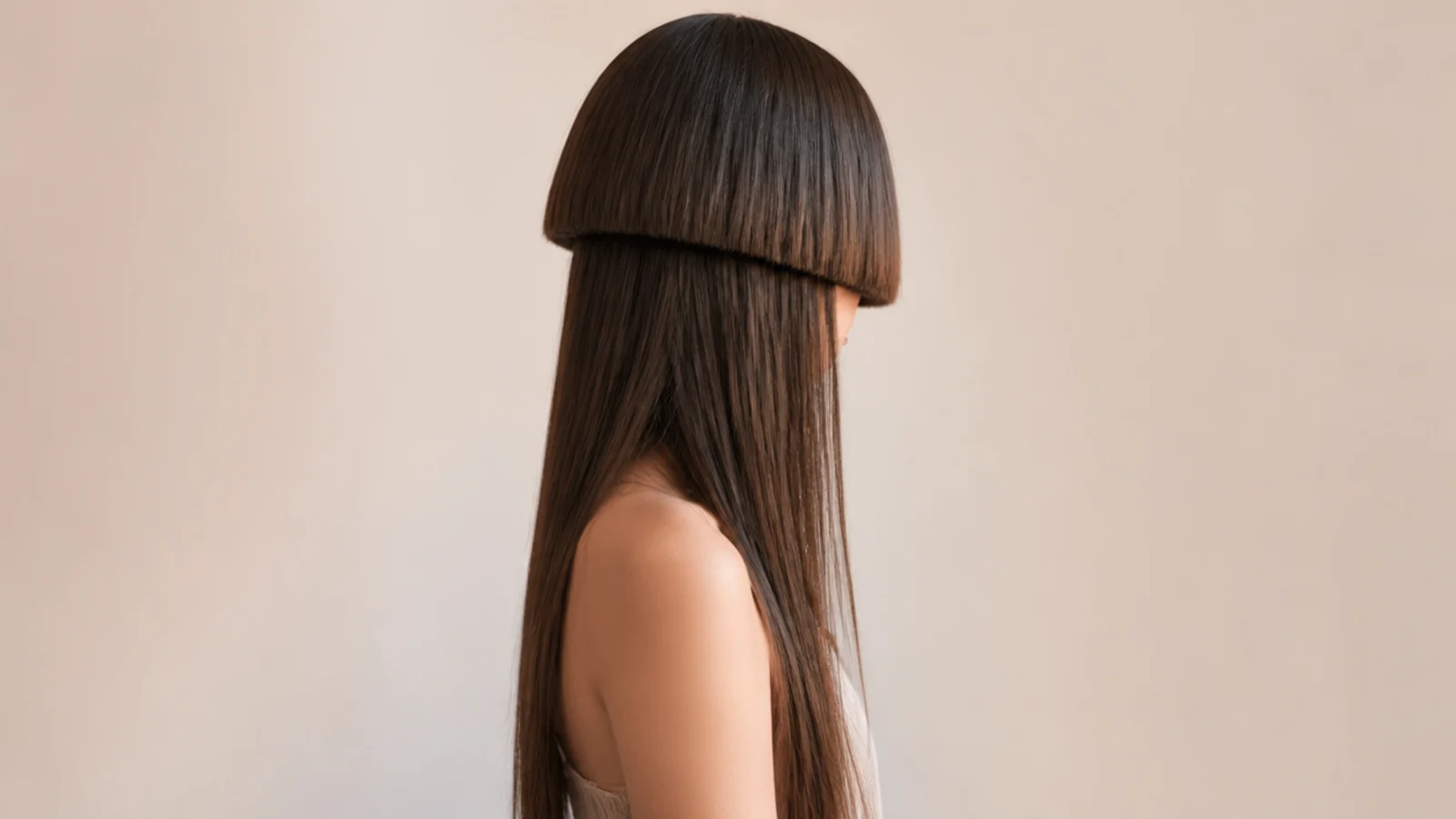 Blunt bowl-shaped jellyfish bell over waist-length tentacle lengths on straight hair