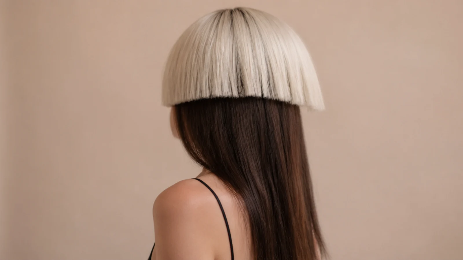 Platinum blonde jellyfish bell over untouched dark brown tentacle lengths