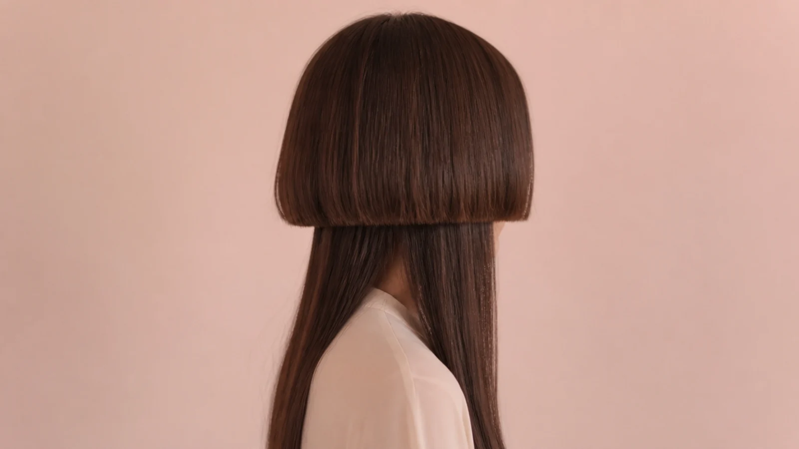 Chin length jellyfish bell over waist length tentacle lengths on straight brunette hair