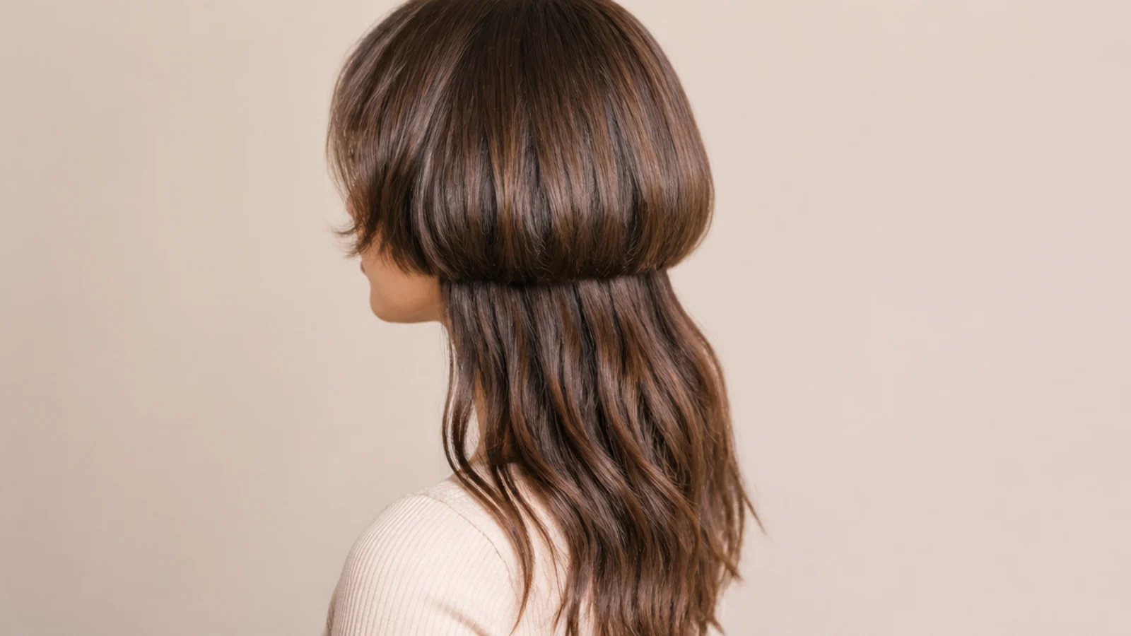 Wavy jellyfish haircut styled with heatless overnight braid waves through the long tentacle section