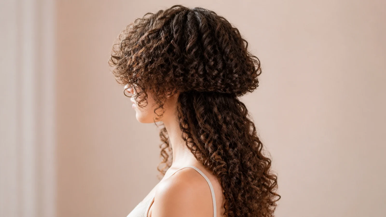 Curly jellyfish haircut on 3A curls with a rounded bell of curls above long defined spirals