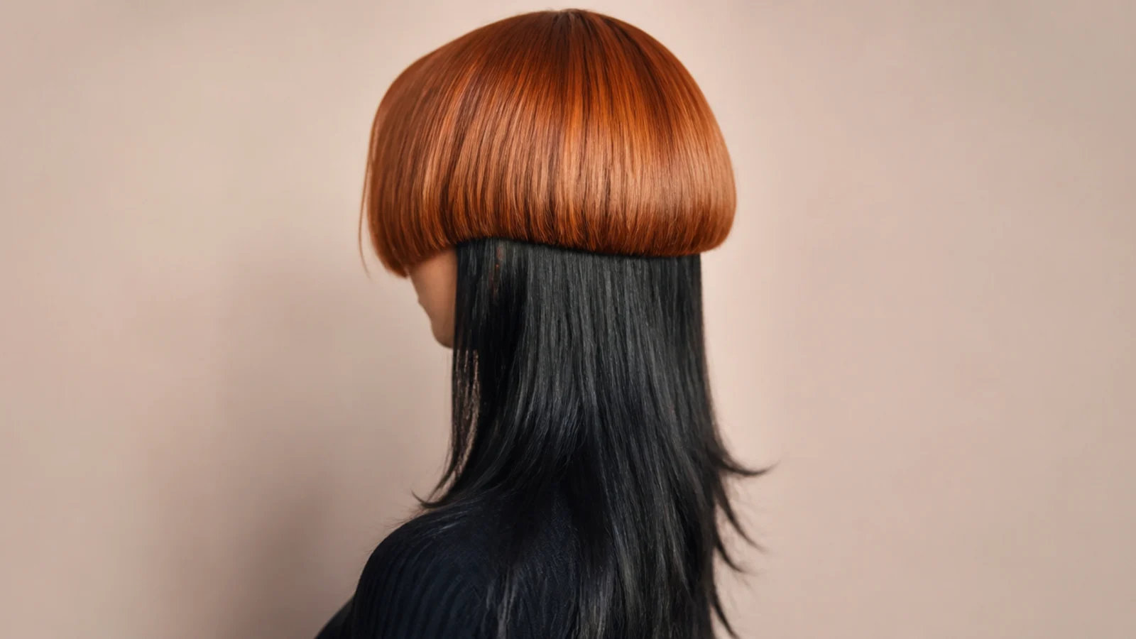 Two tone jellyfish haircut with a copper ginger bell over jet black long tentacle lengths