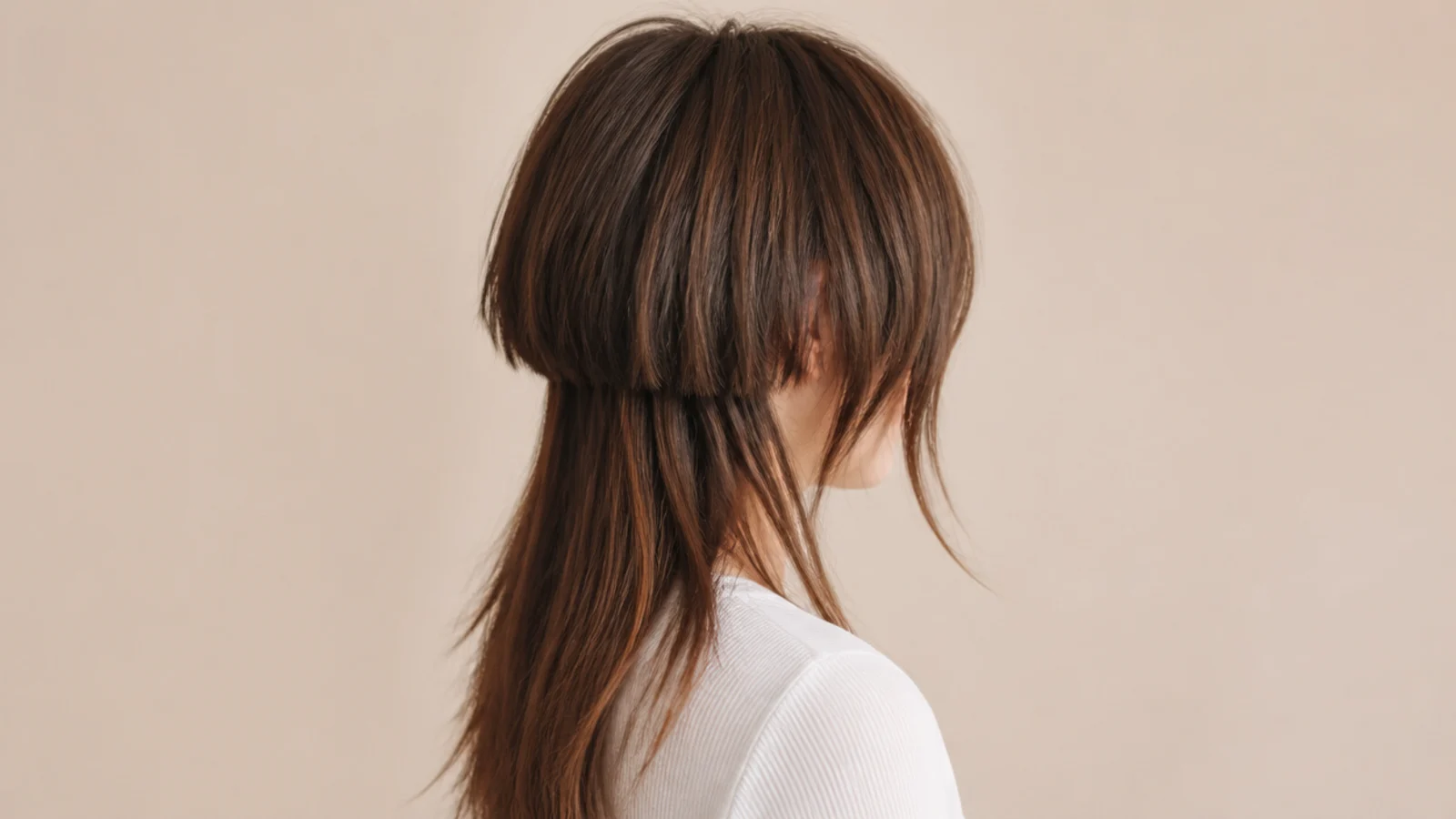 Grown out jellyfish haircut blended into a shaggy layered shape with soft face framing pieces