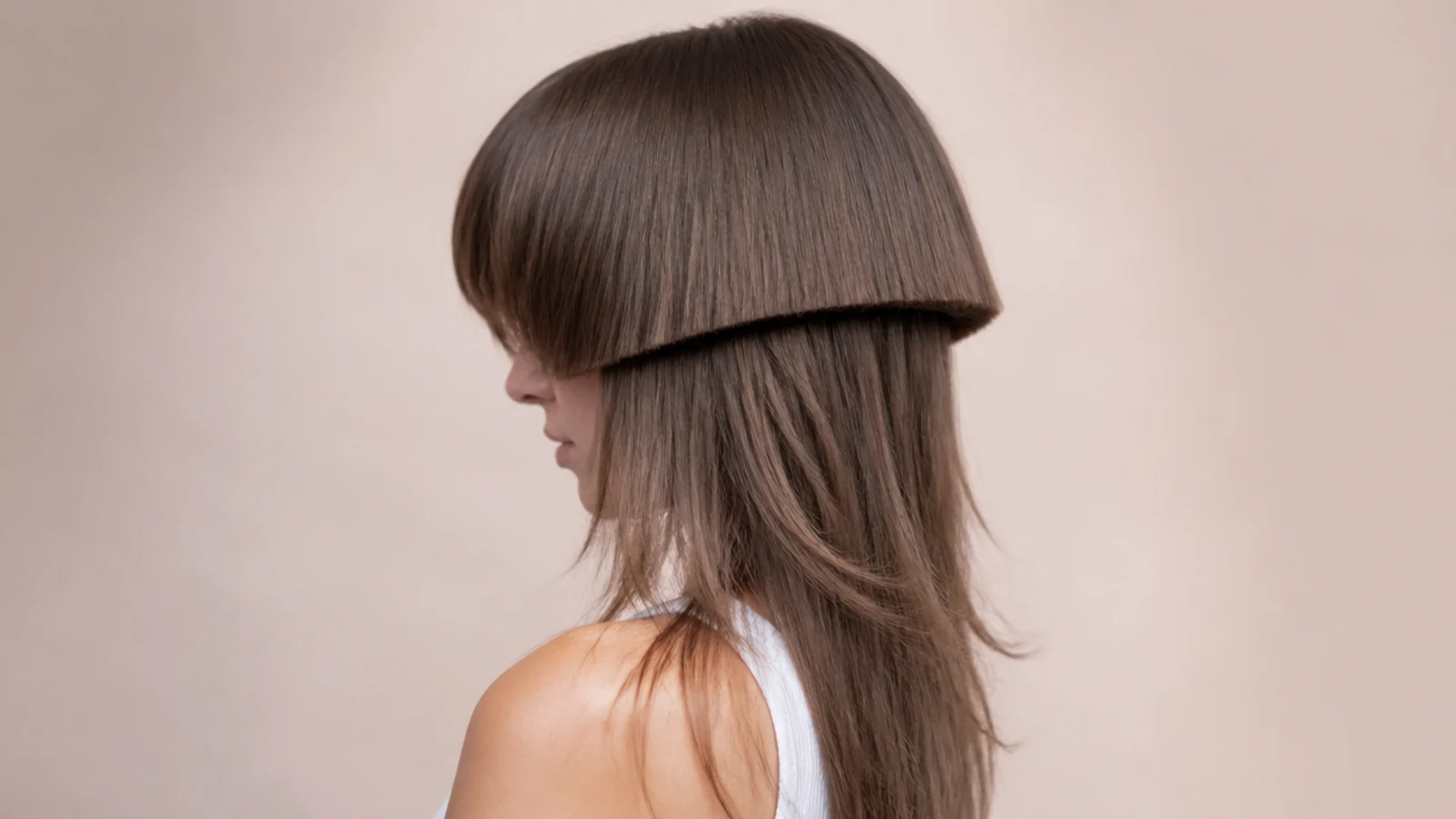 Double tier butterfly style layered jellyfish haircut with a second soft layer beneath the blunt bell
