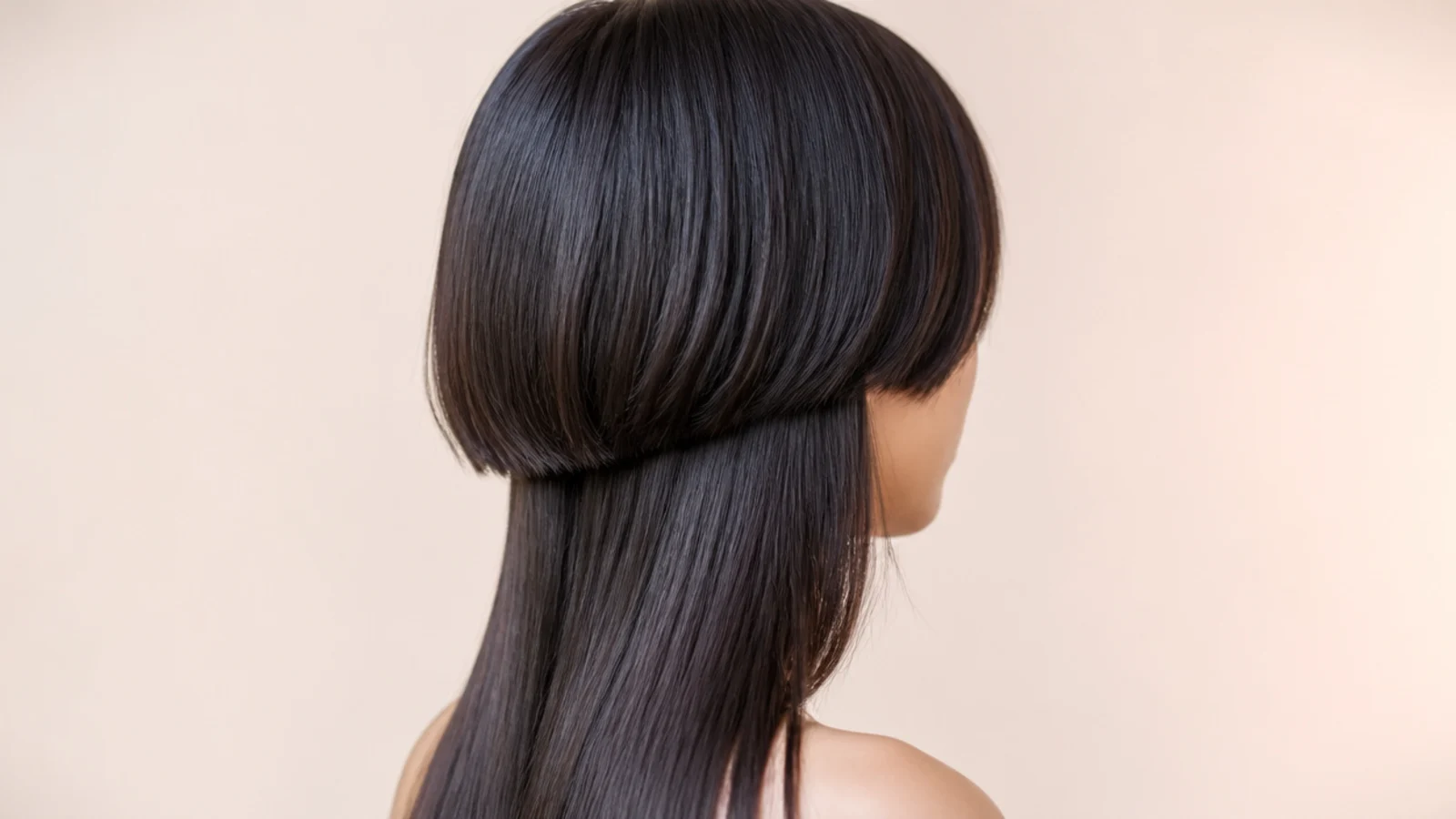 Layered jellyfish haircut with a rounded U-shaped perimeter and soft layers on long hair