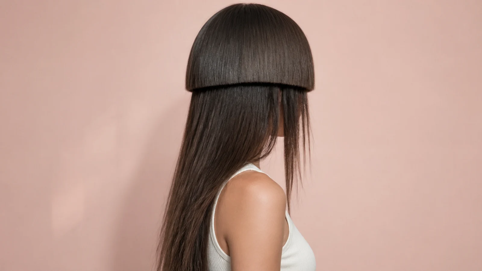 Razor cut long jellyfish haircut on thick hair with a tapered bell and thinned lower lengths