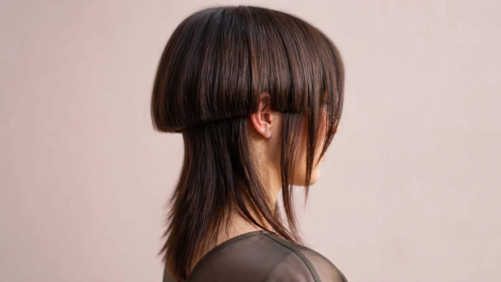 Medium jellyfish haircut styled for a round face with a longer bell and face-framing pieces