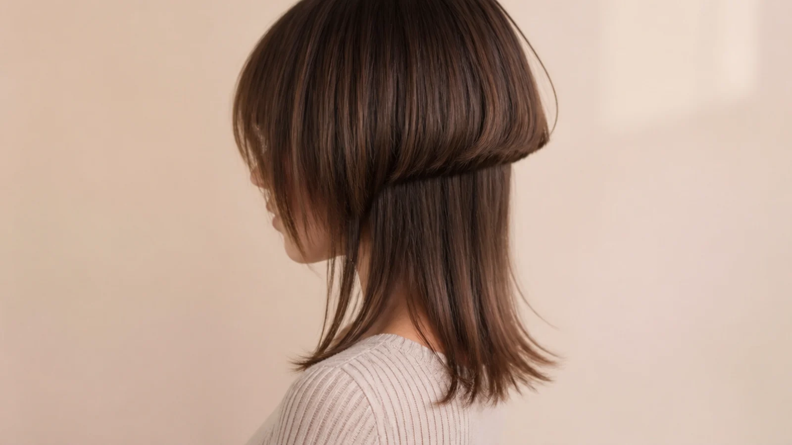 Office-friendly medium jellyfish haircut with a softly point-cut bell over collarbone hair
