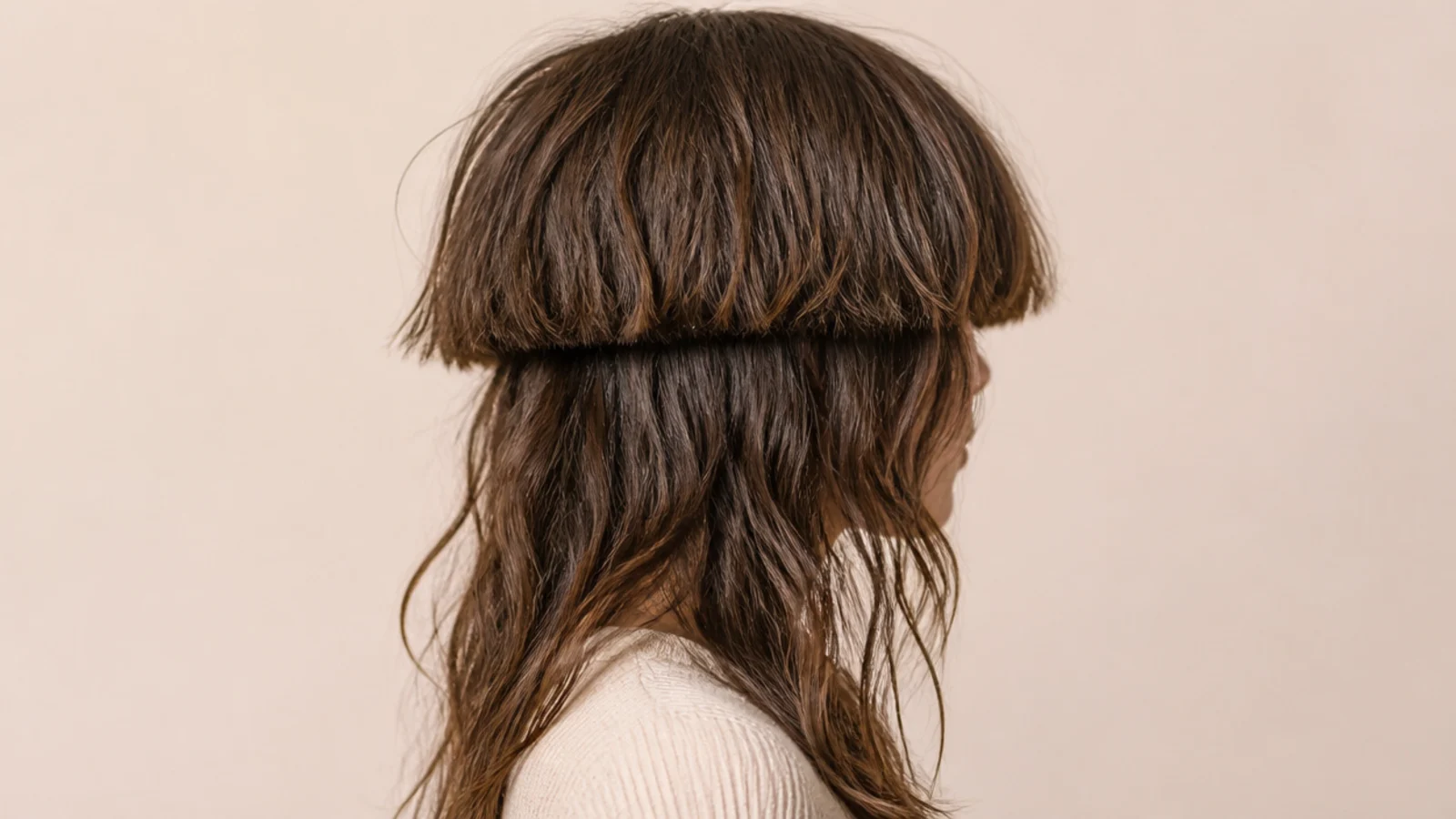 Medium jellyfish haircut on 2B wavy hair with sea salt spray texture through the lower layer