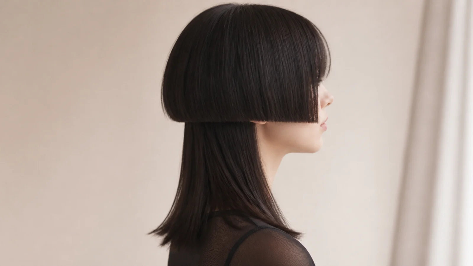 Short jellyfish haircut with a cheekbone length rounded bell adding width at the sides on a long oval face