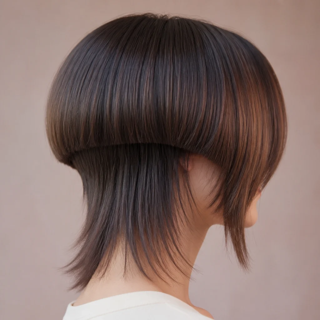 Short jellyfish haircut with a soft jaw length bell falling past the jaw corners on a square face shape