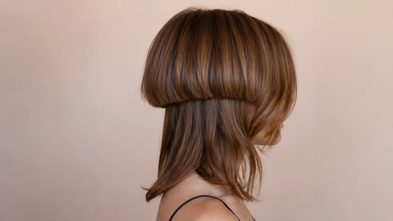 Collarbone length wavy jellyfish haircut on fine hair with a thin blunt bell and airy lengths