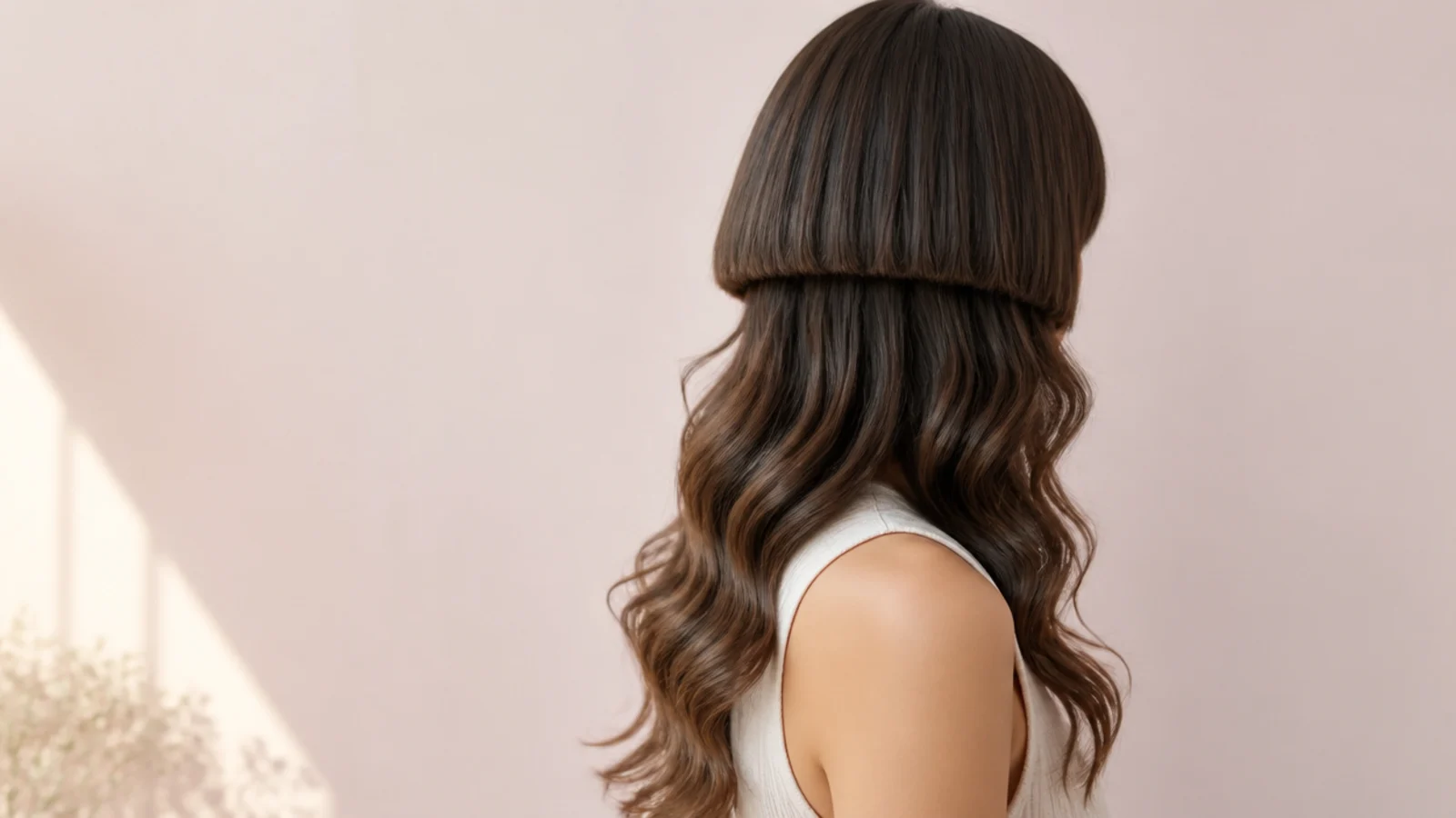 Wavy jellyfish haircut with large foam roller waves in the lower layer and a smooth bell on top