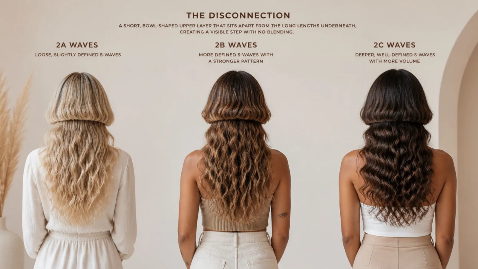 Comparison of 2A, 2B and 2C wave patterns wearing a wavy jellyfish haircut