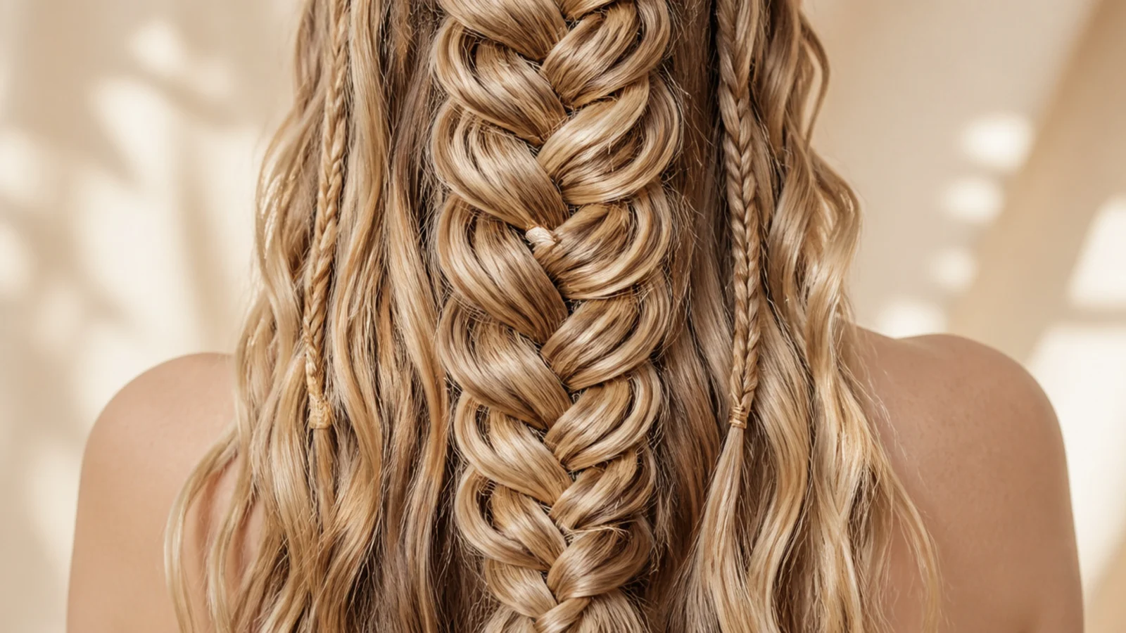 Honey blonde 27 crochet mermaid braids with loose wave pieces left out at the ends