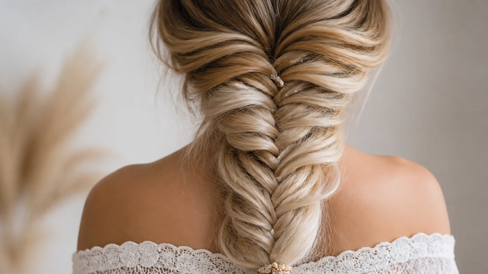 Three tone blonde mermaid braids blending dark brown roots into pale blonde ends