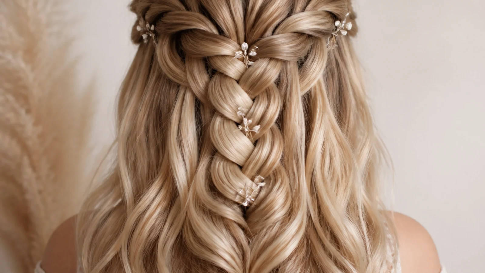 Waterfall blonde mermaid braid with dropped strands falling through the braid