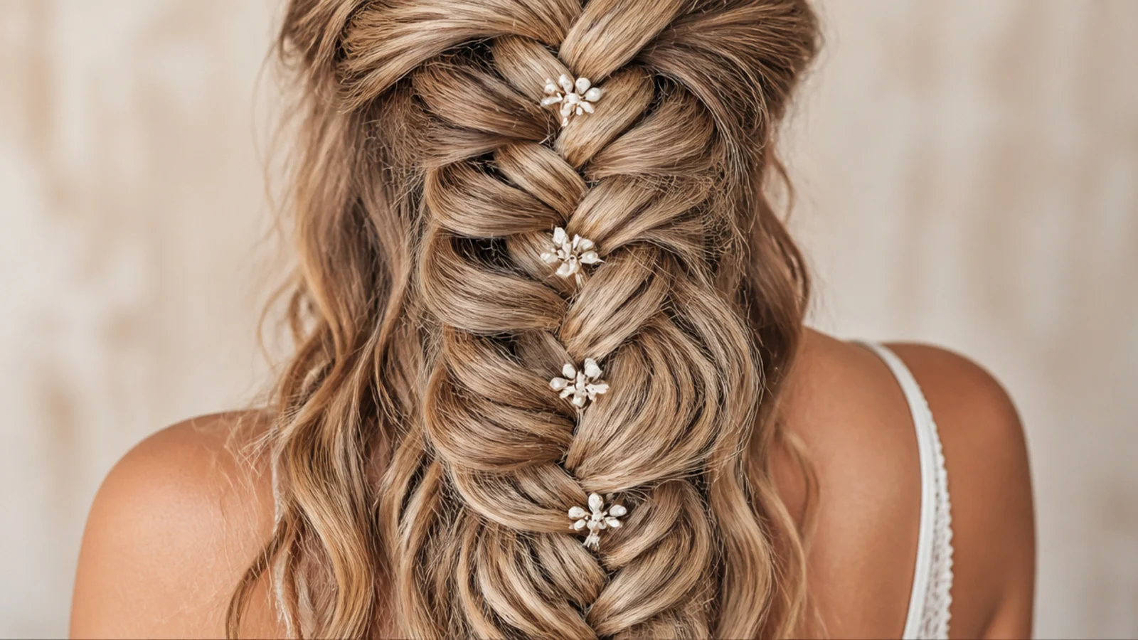 Beach wave boho mermaid braid with salt sprayed texture and loose flyaways for a festival