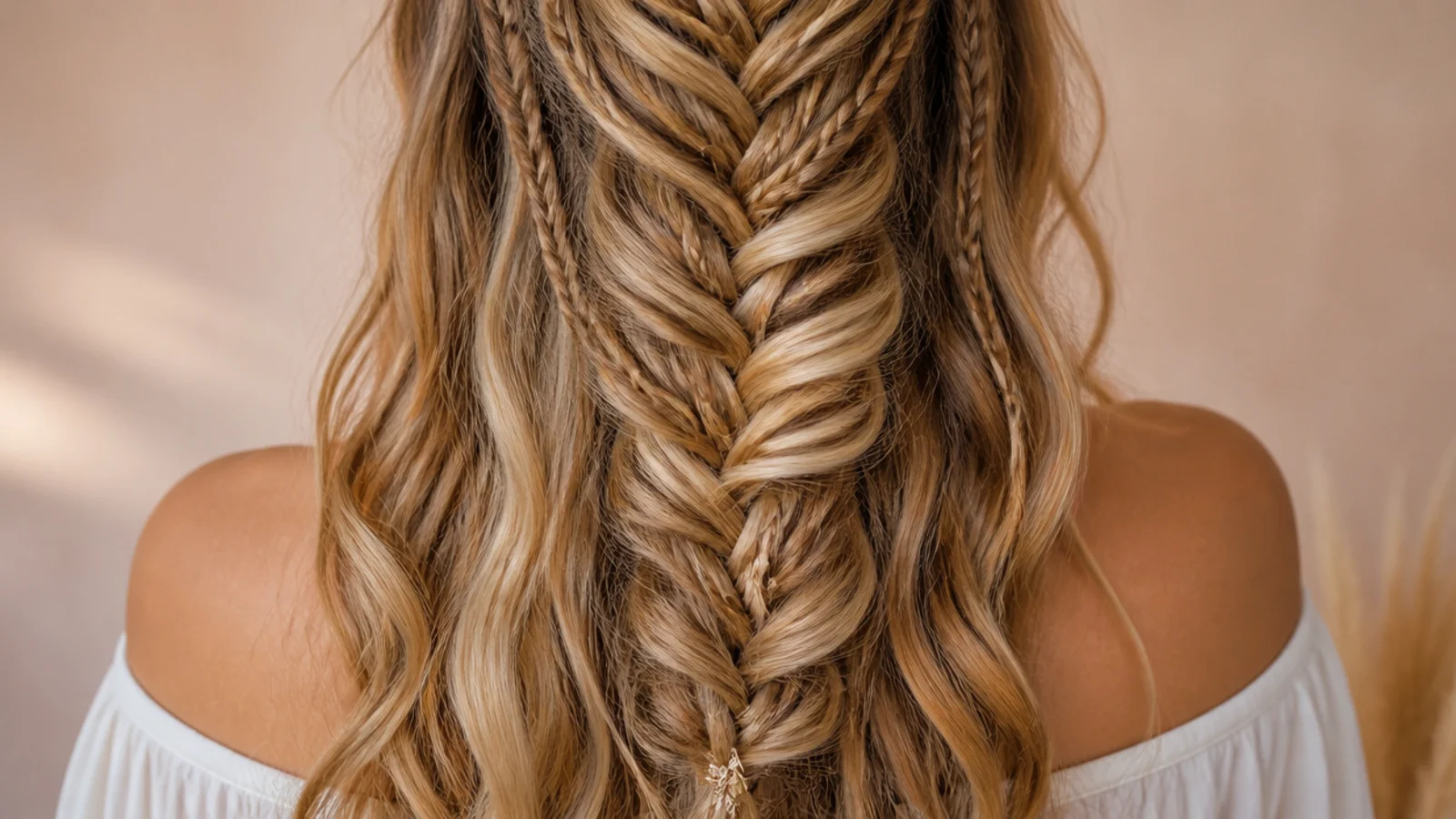 Boho mermaid braid extensions with loose wave human hair curls left out along knotless braids