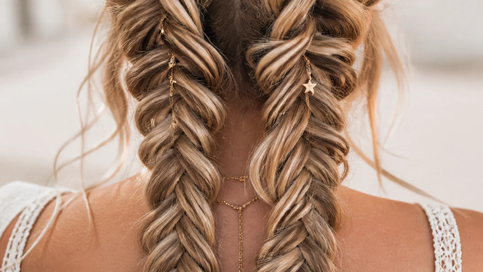 Two festival mermaid braids down the back for a three day camping festival with no hair washing