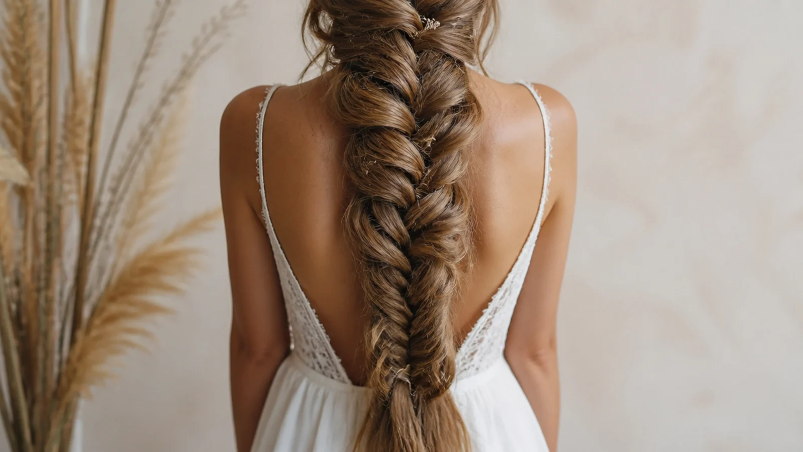 Hip length mermaid braid with clip in extensions blended for a long fanned tail
